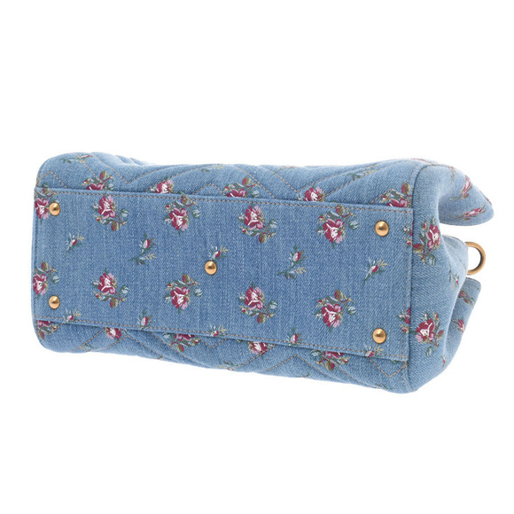 Gucci GG Marmont Handbag Flower Blue Denim Leather Strap - Picture 4 of 9